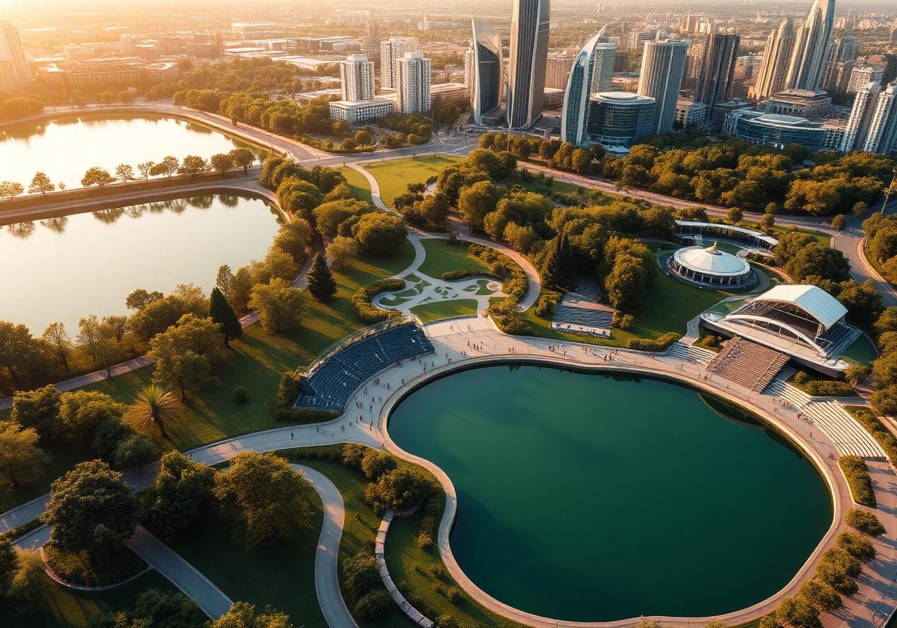 Model Satellite Town Central Park — sustainable green space in planned residential community